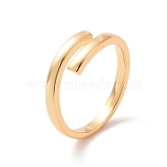 Brass Simple Line Wrap Open Cuff Ring for Women, Cadmium Free & Lead Free, Real 18K Gold Plated, US Size 6 3/4(17.1mm)(RJEW-P034-08G)