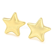 Rack Plating Brass Star Stud Earrings, Long-Lasting Plated, Cadmium Free & Lead Free, Real 18K Gold Plated, 20x20mm(X-EJEW-P242-05G)