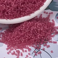 MIYUKI Delica Beads, Cylinder, Japanese Seed Beads, 11/0, (DB0778) Dyed Semi-Frosted Transparent Dark Rose, 1.3x1.6mm, Hole: 0.8mm, about 2000pcs/bottle, 10g/bottle(SEED-JP0008-DB0778)
