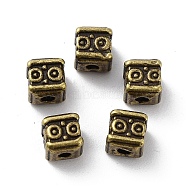 Tibetan Style Alloy Beads, Cadmium Free & Lead Free, Cube, Antique Bronze, 4.5x4.5x5mm, Hole: 1.5mm, about 1818pcs/1000g(FIND-Q094-33AB)