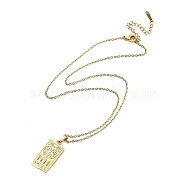 Rectangle with Twelve Constellations Pendant Necklaces, 304 Stainless Steel Cable Chains Necklaces, Golden, Aries, 15.98 inch(40.6cm)(NJEW-D069-01G-01)