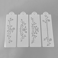 Plastic Flower Spray Stencils, Birthday Cake Mold Decorating, Surface Cake Stencil Spray Cookie Stencils Decoration, White, 29.5x8.9cm, 4pcs/set(X-DIY-WH0072-22)