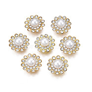 Sew on Rhinestone, with Iron Prong Settings, ABS Imitation Pearl, Flower, White, 14x8mm, Hole: 1mm(RGLA-S030-04-A01)