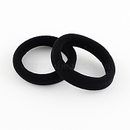 Elastic Hair Ties, Ponytail Holder, Black, 35mm, 24pcs/box(OHAR-R124-07)