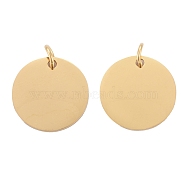 201 Stainless Steel Pendants, Manual Polishing, Flat Round, Stamping Blank Tag, Golden, 16x1mm, Hole: 3.5mm(STAS-S105-T637-2-16)