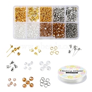DIY Jewelry Making Kits, Including Bicone Glass Beads, Iron Findings and Elastic Crystal Thread, Mixed Color, Beads: 4x4mm, 6x5mm, Hole: 1mm, 340pcs/set(DIY-YW0003-17)
