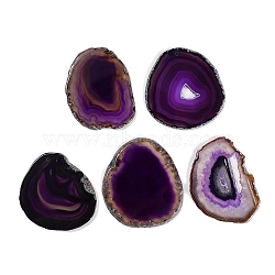 Dyed & Heated Natural Agate Slice Big Pendants, Nuggets Charms, Purple, 71~76x56.5~59x5.5~6mm, Hole: 2~2.5mm(GG-CBAAF67-02D)