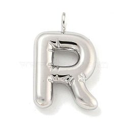 Non-Tarnish 304 Stainless Steel Pendants, Letter Charm, Stainless Steel Color, Letter R, 17x11x3mm, Hole: 2mm(STAS-C102-15P-R)