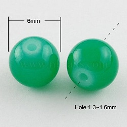 Sea Green Color Spray Painted Round Imitation Jade Glass Beads Strands, 6mm, Hole: 1.3~1.6mm, about 133pcs/strand, 31.4 inch(X-DGLA-S076-6mm-15)