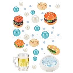 Beerfest Vase Fillers Kit, Including Round Plastic Pearl Beads, Resin Imitation Food Pendants & Cabochons, Hexagon Shining Nail Art Decoration, Mixed Color(DIY-BC0009-89)