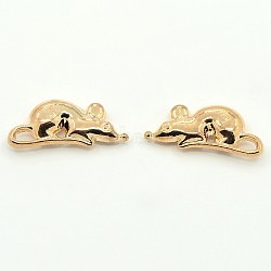 Alloy Animal Mouse Rat Charms Pendants, Rose Gold, 18x8x3mm, Hole: 3x1mm(PALLOY-M031-08RG)