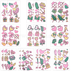 20 Sheets Luminous Water Proof Removable Temporary Tattoos Stickers, Body Art Paper Stickers, Heart, 12x6.9x0.02cm(AJEW-SP0002-81C)