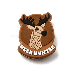 Silicone Beads, Focal Beads, Deer Hunter, Sienna, 29.5x24x8mm, Hole: 3mm(SL-CBA669E-03)