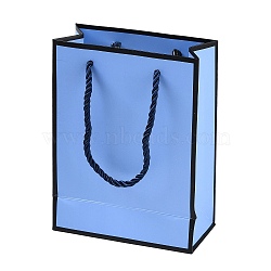 Rectangle Paper Bags with Twisted Rope Handles, for Gift Bags and Shopping Bags, Cornflower Blue, 12x5.7x16cm(CARB-L011-01A-03)