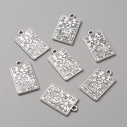 Zinc Tibetan Style Alloy Pendants, Antique Silver, Rectangle with Tarot Cards Pattern, The Star XVII, 23x14x1.5mm, Hole: 1.8mm(FIND-WH0116-78AS-01)