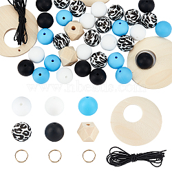 SUNNYCLUE DIY Silicone Beads Bulk Pendant Bracelet Making Kit, Jewelry Set, Mixed Color, 15mm, Hole: 2mm(DIY-SC0024-67)