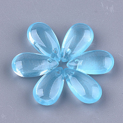 Transparent Spray Painted Glass Charms, teardrop, Light Sky Blue, 13.5~14x7.5x5mm, Hole: 1mm(GLAA-S183-03C)