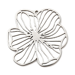 Non-Tarnish 201 Stainless Steel Pendants, Laser Cut, Flower Charm, Stainless Steel Color, 29.5x30x1mm, Hole: 1.2mm(STAS-M318-17P)