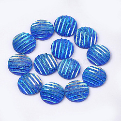 Resin Cabochons, Flat Round, Blue, 12x3~3.5mm(CRES-T012-05H)