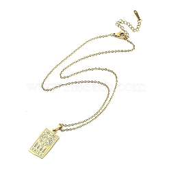 Rectangle with Twelve Constellations Pendant Necklaces, 304 Stainless Steel Cable Chains Necklaces, Golden, Aries, 15.98 inch(40.6cm)(NJEW-D069-01G-01)