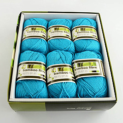 Soft Baby Yarns, with Bamboo Fibre and Silk, Deep Sky Blue, 1mm, about 140m/roll, 50g/roll, 6rolls/box(YCOR-R024-ZM019A)