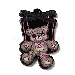 Halloween Acrylic Pendants, Double Print, Bear, 43.5x25.5x2.5mm, Hole: 2mm(OACR-O007-08A)