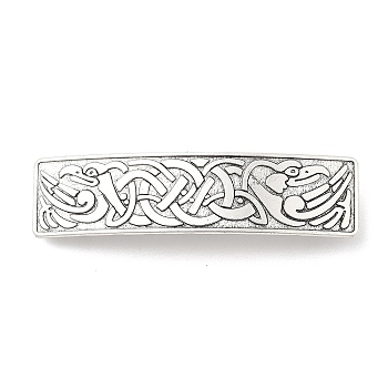 Viking Knot Alloy Retro Hair Barrettes, Hair Accessories for Women & Girls, Rectangle, Antique Silver, 82x20.5x10.5mm