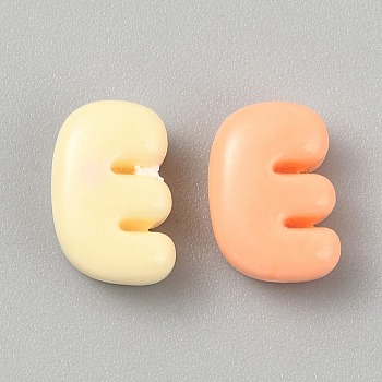 Opaque Resin Beads, Letter, Letter E, 10.5~14x8~13x5~6mm, Hole: 1.2~1.4mm
