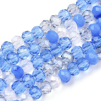 Glass Beads Strands, Faceted, Rondelle, Cornflower Blue, 3x2.5mm, Hole: 0.6mm, about 153~158pcs/strand, 14.96 inch~15.28 inch(38~38.8cm)