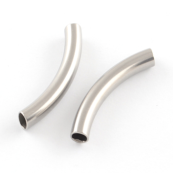 Stainless Steel Tube Beads, Stainless Steel Color, 40x5mm, Hole: 3.5mm