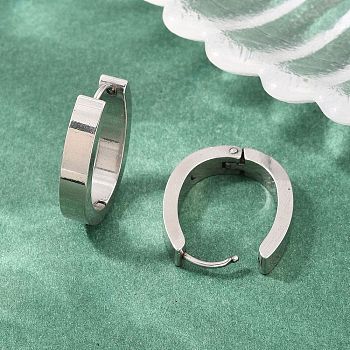 201 Stainless Steel Hoop Earrings, Oval, with 304 Stainless Steel Pin, Stainless Steel Color, 21.5x16.5x4mm