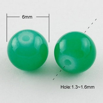 Sea Green Color Spray Painted Round Imitation Jade Glass Beads Strands, 6mm, Hole: 1.3~1.6mm, about 133pcs/strand, 31.4 inch