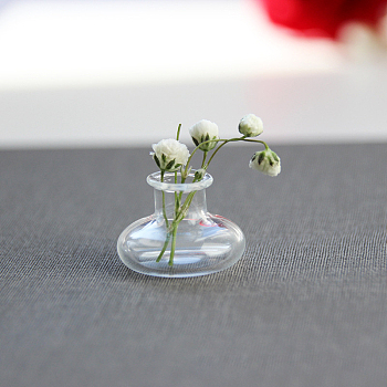 Transparent Miniature Glass Vase Bottles, Micro Landscape Garden Dollhouse Accessories, Photography Props Decorations, Clear, 21x17mm