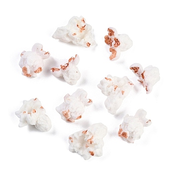 Opaque Resin Decoden Cabochons, Popcorn, White, 15~28x18~21x11~13mm