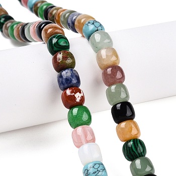 Natural Mixed Gemstone Beads Strands, Barrel, 10~10.5x9~9.5mm, Hole: 1.2mm, about 41~43pcs/strand, 14.37~16''(36.5~40cm)