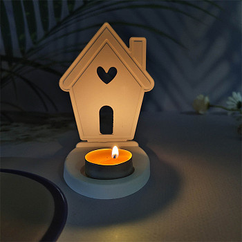 DIY Silicone Candle Molds, For Candle Making, House, White, 130~140x90~110x4~16mm, 2pcs/set
