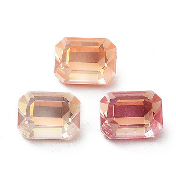 Electroplate K9 Glass Rhinestone Cabochons, Point Back & Back Plated, Faceted, Rectangle, Mixed Color, 8x6x4mm