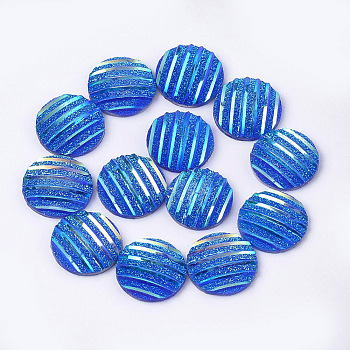 Resin Cabochons, Flat Round, Blue, 12x3~3.5mm