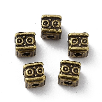 Tibetan Style Alloy Beads, Cadmium Free & Lead Free, Cube, Antique Bronze, 4.5x4.5x5mm, Hole: 1.5mm