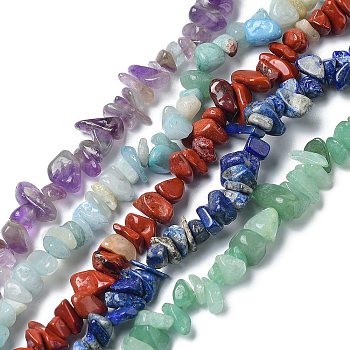 5 Strands 5 Style Natural Gemstone Chip Beads Strands, 1strand/style