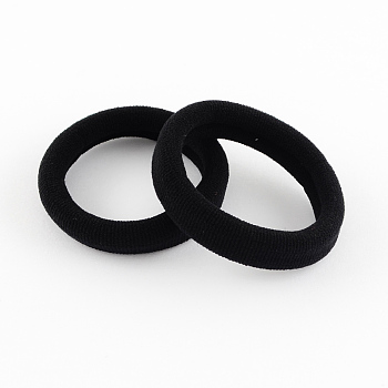 Elastic Hair Ties, Ponytail Holder, Black, 35mm, 24pcs/box