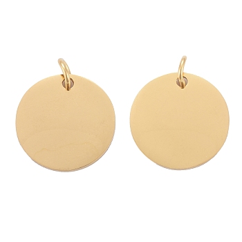201 Stainless Steel Pendants, Manual Polishing, Flat Round, Stamping Blank Tag, Golden, 16x1mm, Hole: 3.5mm