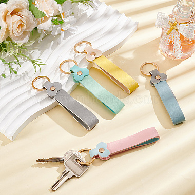 5Pcs 5 Colors Rectangle PU Leather Keychains(KEYC-SC0002-14)-4