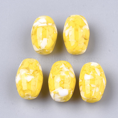 15mm Yellow Oval Resin Beads