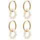 2 Pairs Natural Pearl Beaded Ring Dangle Hoop Earrings for Girl Women(EJEW-NB0001-06)-1