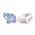 Transparent Glass Beads, Back Plated, Elephant, Lavender, 13x15x8.5mm, Hole: 1.2mm(GLAA-P054-01A)