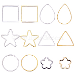 Brass/304 Stainless Steel Links Rings, Mixed Shape, Mixed Color, 7.4x7.2x1.7cm, 120pcs/box(FIND-SC0001-09)