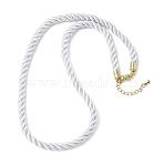 5MM Nylon Twisted Cord Necklace Making, with Brass Corn Ends and 304 Stainless Steel Lobster Claw Clasps, Long-Lasting Plated, Rack Plating, Golden, White, 17.72~18.90 inch(45~48cm)(FIND-G096-01G-12)