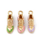 Alloy Enamel Pendants, Golden, Shoes, 17x5.5x7mm, Hole: 1.6mm(FIND-Z106-04G)