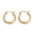 Ring 304 Stainless Steel Hoop Earrings for Women Men, Ion Plating(IP), Real 18K Gold Plated, 9 Gauge, 19.5x3mm, Pin: 0.6mm(EJEW-B049-01A-G)
